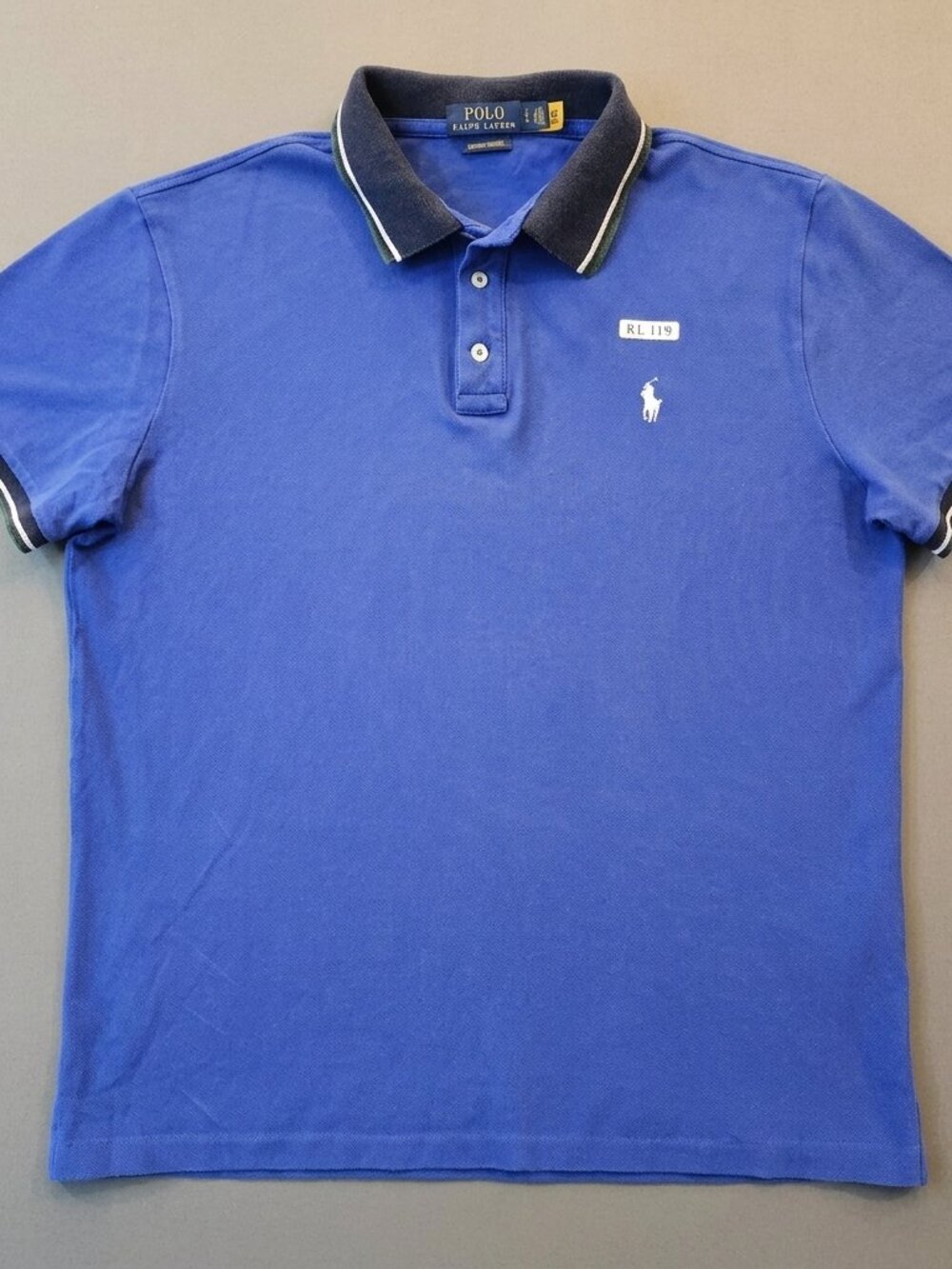 Polo Ralph Lauren Blue Tipped Piqué Polo Shirt – Signature Logo & Sleeve Detail